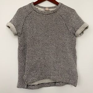 H&M Textured Weave Tweed Blouse Short Sleeve